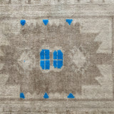 1’8 x 3’6 Antique Turkish Taspinar Rug Muted Greige, Taupe & Cobalt