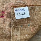 1’5 x 2’8 Antique Turkish Kars Rug Muted Camel Beige & Wine Red '4834