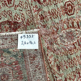 2’6 x 16’6 Long Classic Antique Runner Muted Sage, Copper & Gray