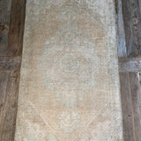 1’8 x 2’9 Vintage Oushak Runner Muted Light Camel, Greige & Blue-Gray '5202