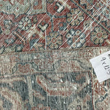 9’5 x 12’5 Classic Antique Rug Muted Turquoise Blue, Red & Gray