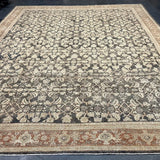 10’7 x 13’8 Classic Antique Rug Muted Black, Gray & Copper '5294