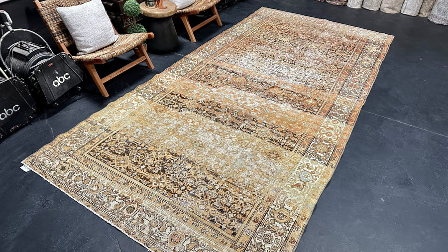 6’1 x 12’8 Classic Antique Runner Muted Copper, Brown, Bone & Denim