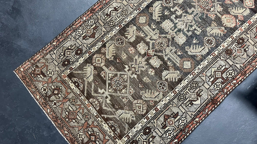 3’6  x 15’6 Classic Antique Runner Muted Black, Gray & Copper