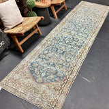 2’10 x 11’7 Classic Antique Runner Muted Denim Blue & Gray