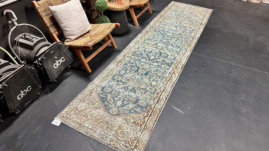 2’7 x 11’7 Classic Antique Runner Muted Denim Blue & Gray