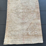 1’5 x 2’8 Antique Turkish Taspinar Rug Muted  Gray + Camel Brown