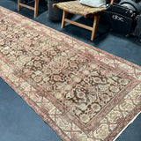 3’6 x 13’9 Classic Antique Runner Muted Brown, Beige and Blush Pink