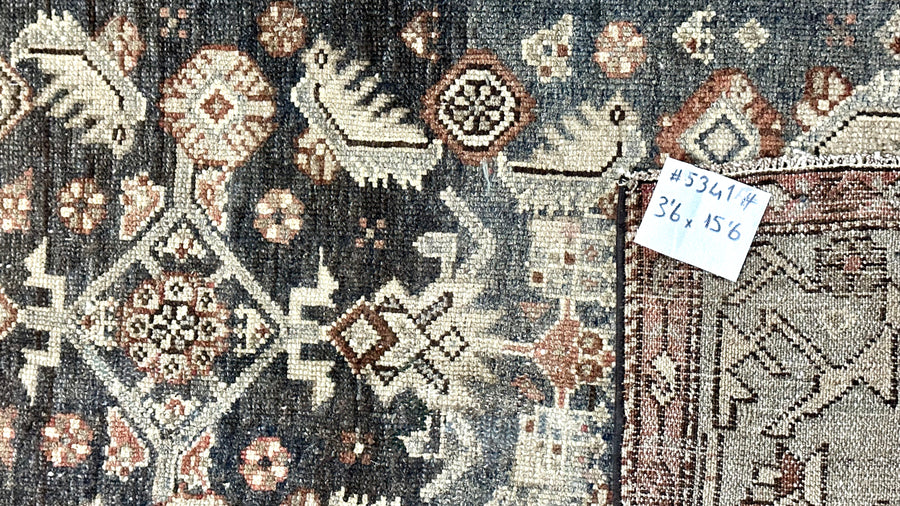 3’6  x 15’6 Classic Antique Runner Muted Black, Gray & Copper