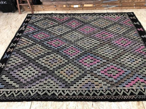 6 x 8 Jijim Carpet Large Vintage Turkish Bohemian Kilim Rug Muted Rich Colors