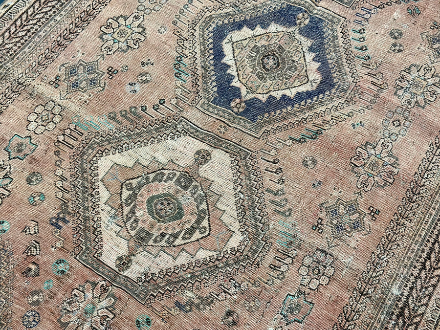 5’ x 8’8 Classic Antique Rug Copper Rose, Brown & Blue