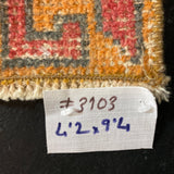 4’2 x 9’4 Oushak Rug Muted Red, Orange and Blue-Gray Vintage Carpet