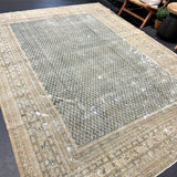 7’10 x 10’7 Classic Vintage Tabriz Rug Muted Denim Blue & Dark Beige '5094