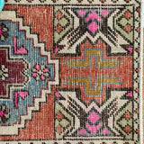 1’7 x 2’10 Vintage Turkish Oushak Rug Muted Rust, Pink & Blue '3999