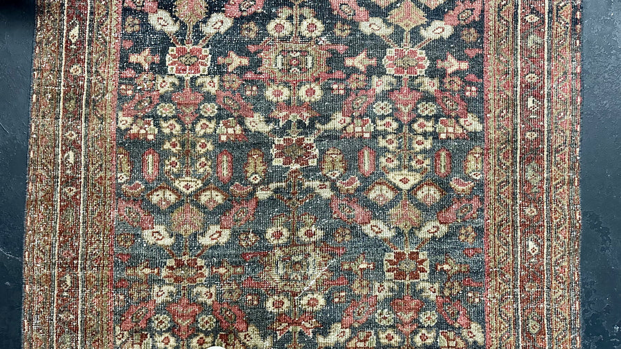 3’7 x 15’4 Classic Antique Runner Muted Black, Copper & Beige