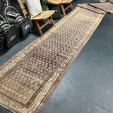 3’5  x 20’5 Classic Antique Runner Muted Blue-Black, Gray & Copper