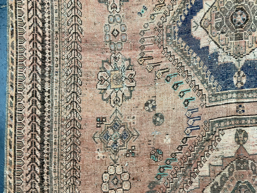 5’ x 8’8 Classic Antique Rug Copper Rose, Brown & Blue