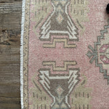 1’7 x 2’11 Vintage Turkish Oushak Rug Muted Camel, Brown & Rose '5170