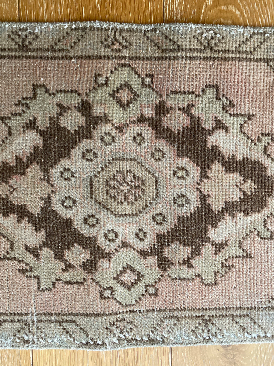 1’6 x 2’11 Antique Turkish Oushak Rug Muted Copper, Tan and Brown SB
