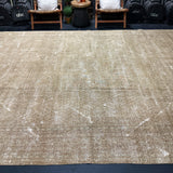 9’ x 13’3 Vintage Rug Camel Beige, Gray, Sage & Denim '4954