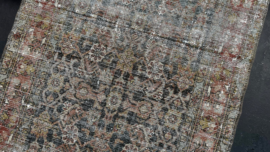 3’5 x 13’7 Classic Antique Malayer Runner Muted Turquoise Blue, Copper & Gray SB