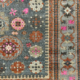 4’5 x 6’3 Classic Vintage Rug Muted Gray, Camel, Pink & Burnt Orange '5033