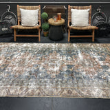 4’9 x 9’4 Classic Vintage Rug Muted Denim Blue, Copper & Tan SB '5235