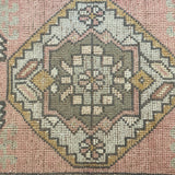1’8 x 3’1 Vintage Oushak Mat Muted Pink, Olive + Cream
