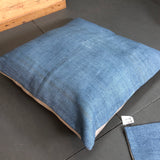 Vintage MCM Kilim Pillow Cover 39" X 39" Indigo Blue Organic Hemp