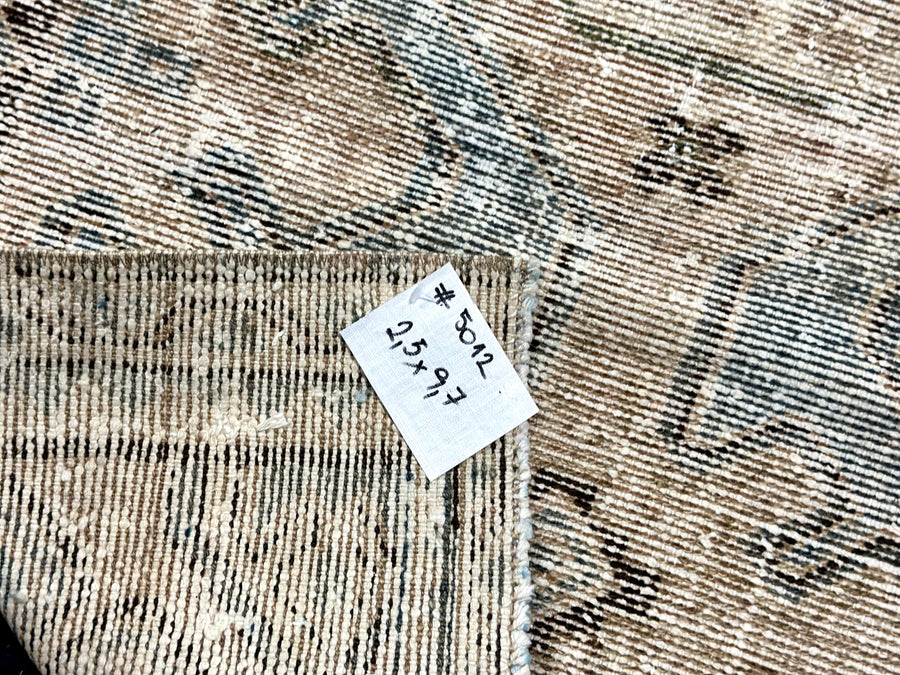 2'5 x 9’7 Classic Vintage Runner Muted Gray-Blue & Beige