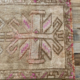 1’5 x 3’2 Antique Kars Rug Muted Camel, Apricot, & Pink