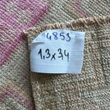 1’3 x 3’4 Antique Kars Rug Muted Camel Beige, Gray + Pink '4853