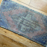 1’6 x 3’3 Vintage Oushak Mat Muted Purple, Sage and Red SB