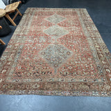 6’4 x 9’10 Classic Antique Rug Muted Rust, Steel Blue & Gray