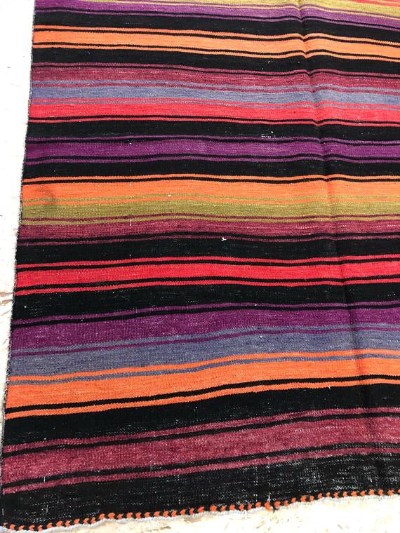5 X 12 Turkish Kilim Runner 80's Natural Dyes Handmade Anatoloian Carpet