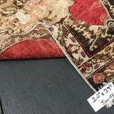 20” x 39” Vintage Turkish Oushak Rug Pale Red & Tan jun43