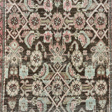 3’6 x 13’9 Classic Antique Runner Muted Brown, Beige and Blush Pink