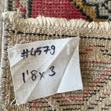 1’8 x 3’ Vintage Turkish Oushak Rug Muted Red, Black & Gray '4579