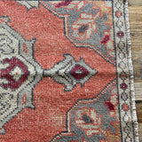 1’10 x 3’2 Vintage Oushak Runner Muted Gray, Copper & Wine '5131