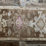 1’6 x 2’5 Antique Kars Rug Muted Brown, Beige & Pink '4736