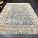 7’10 x 10’7 Classic Vintage Tabriz Rug Muted Denim Blue & Dark Beige '5094