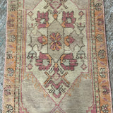 1’4 x 4’2 Vintage Oushak Mat Runner Very Muted Wine, Apricot & Beige SB '4556