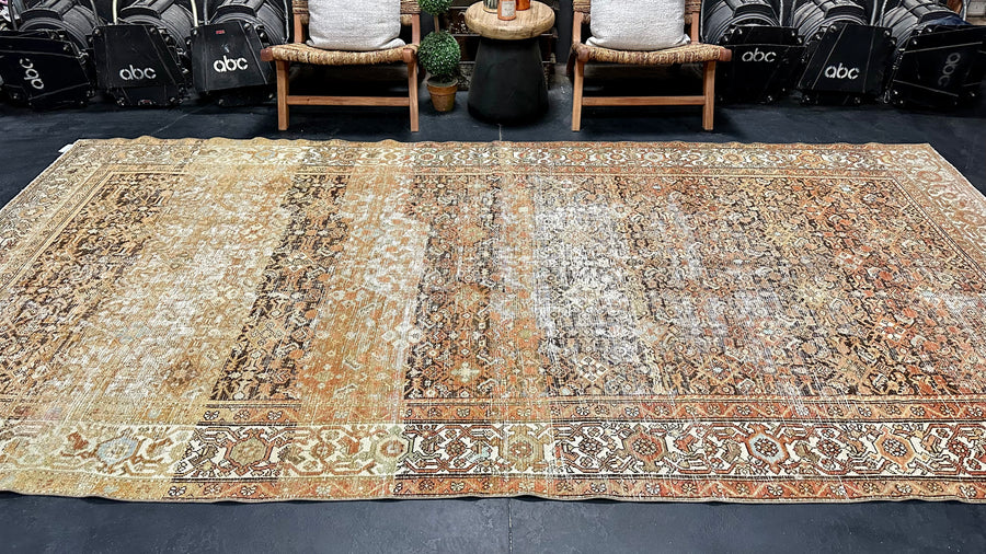 6’1 x 12’8 Classic Antique Runner Muted Copper, Brown, Bone & Denim