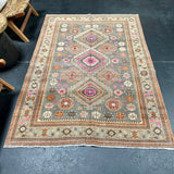 4’5 x 6’3 Classic Vintage Rug Muted Gray, Camel, Pink & Burnt Orange '5033