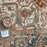 2’6 x 9’9 Vintage Runner Fragment Muted Blue, Beige & Burnt Orange '5123