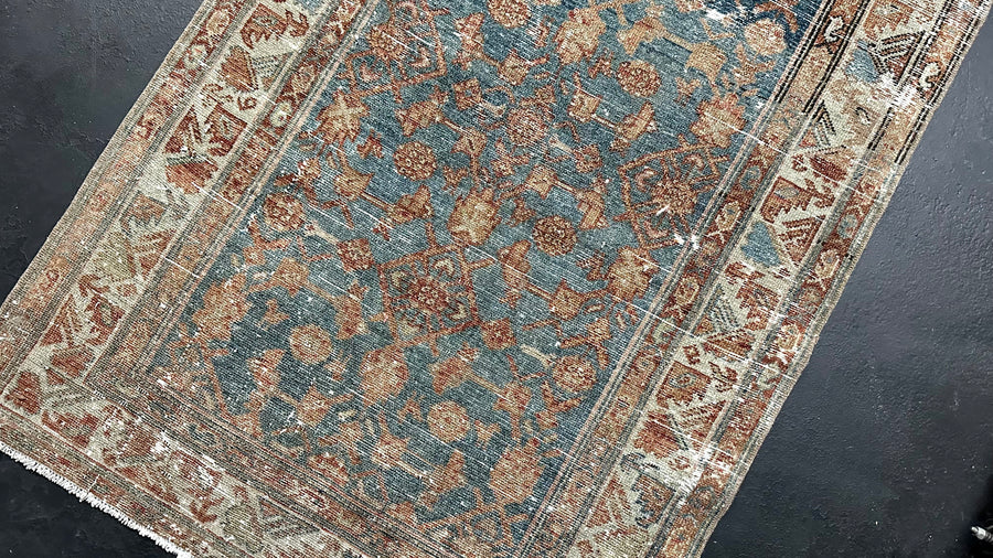 2’10 x 15’8 Classic Antique Runner Muted Blue, Copper & Gray