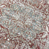 8’2 x 11’2 Classic Vintage Heriz Rug Muted Sea Blue, Red & Clay