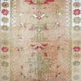 2'8 x 11'5 Vintage Turkish Runner Camel, Olive ,White and Pink