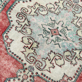 4’3 x 7’5 Vintage Turkish Oushak Carpet Muted Red, Bone & Blue '4395
