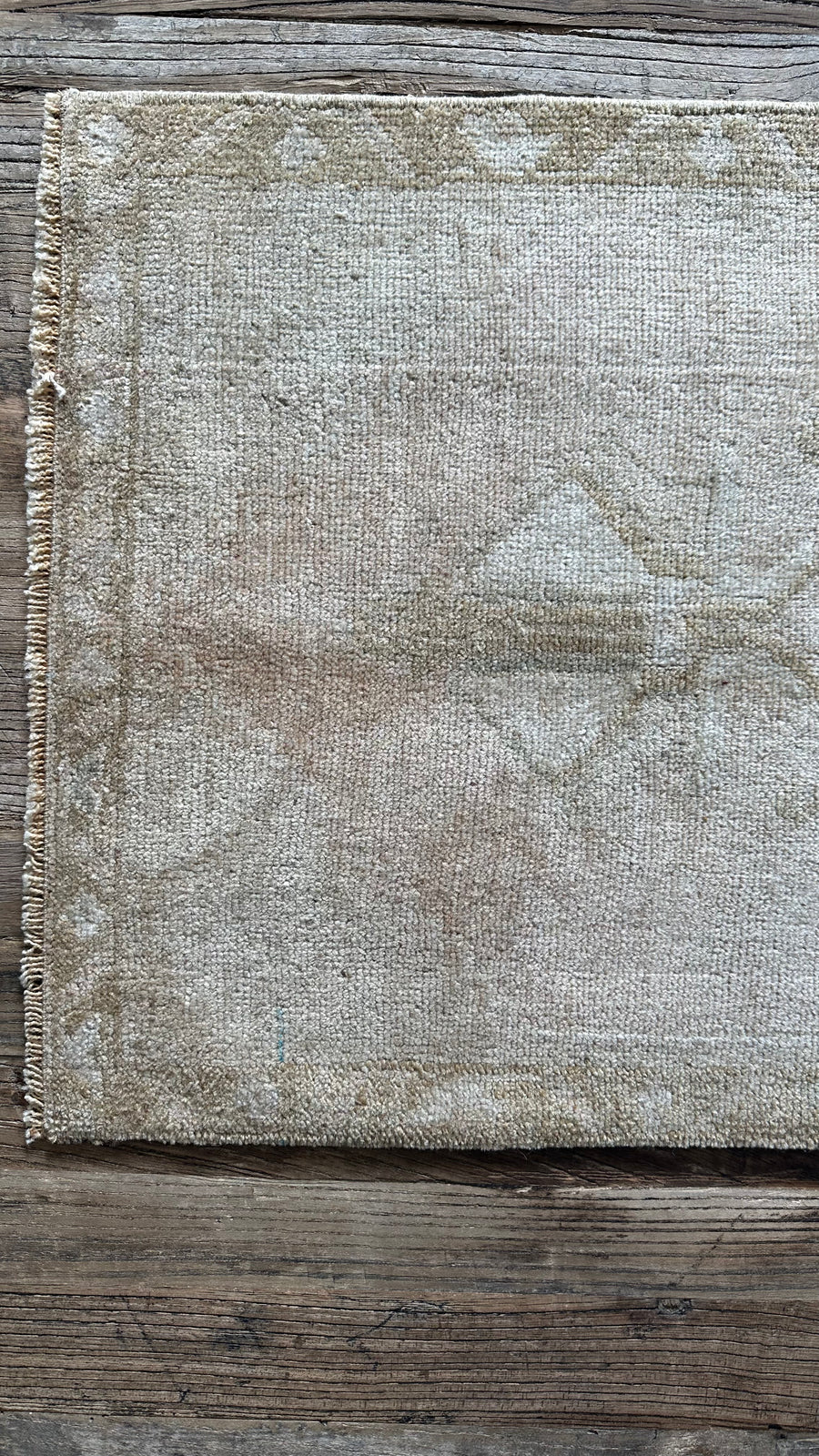 1’7 x 3’5 Antique Turkish Taspinar Rug Muted Beige, Green & Pink